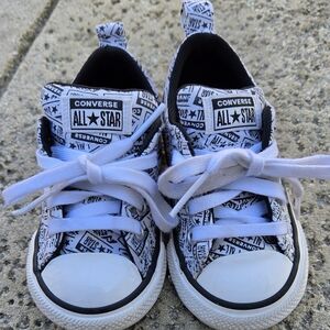 Converse Kids Black & White All Star Graphic Low Top Sneakers